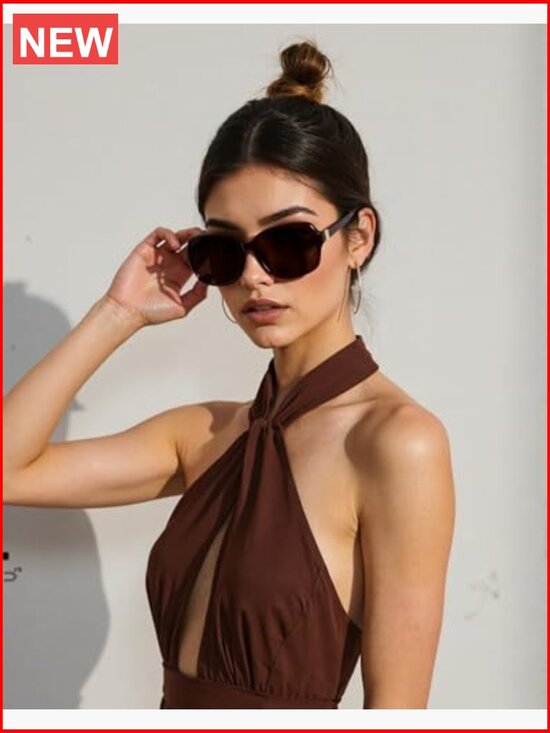 Polarized Sunglasses for Women Vintage Square Wraparound UV400 Protection main image 5